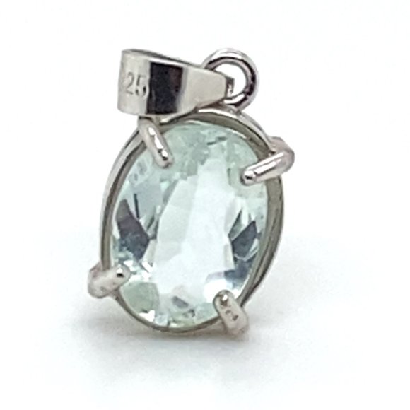 Aquamarine 1.20ct White Gold Finish Solid 925 Sterling Silver Pendant - Picture 1 of 6